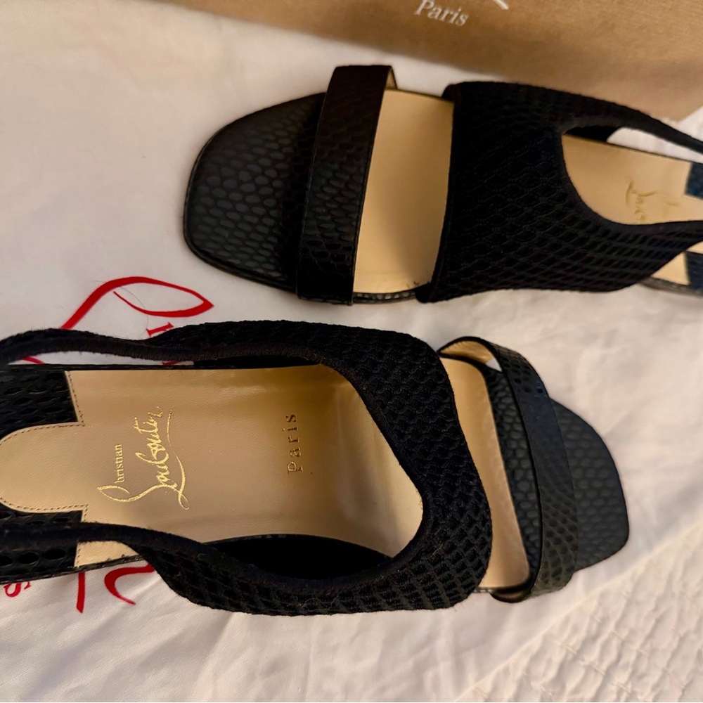 EUC Christian Louboutin Snake Skin Textured Sandals - Picture 3 of 7